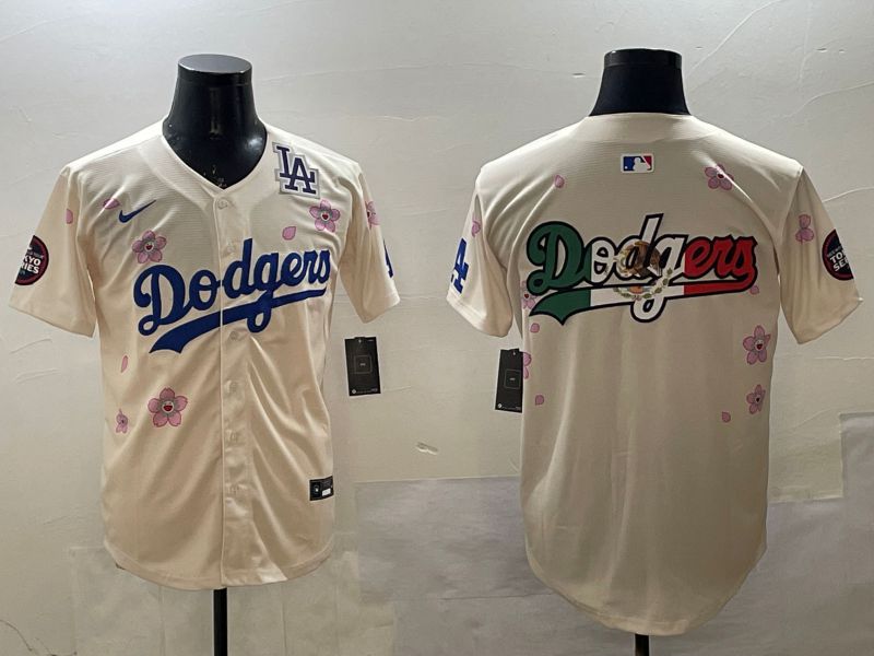 Men Los Angeles Dodgers Blank Cream Sakura Edition 2025 Nike MLB Jersey style 11->los angeles dodgers->MLB Jersey